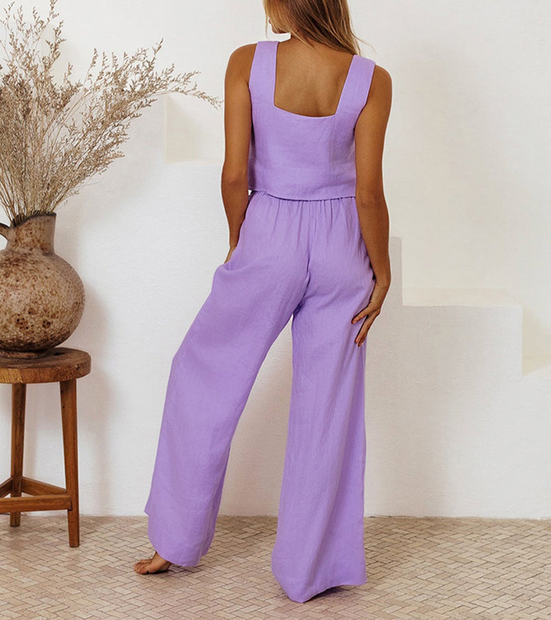 LP | Top minimalista e pantaloni a gamba larga in un set