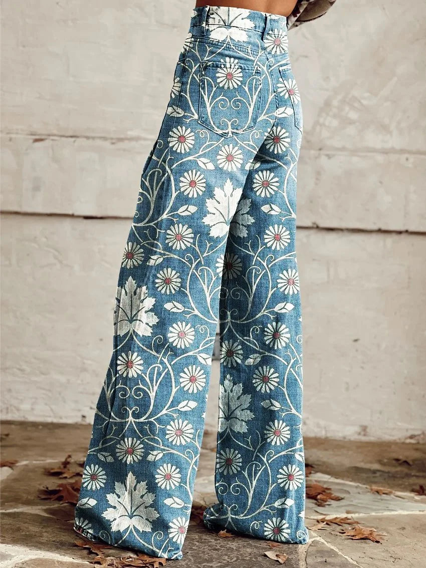 LP | Annett™ Pantaloni casual stampati vintage a gamba larga