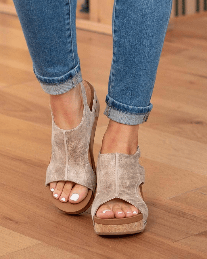 LP | Womens Casual Open Toe Wedge Sandals Chiusura con cinturino alla caviglia