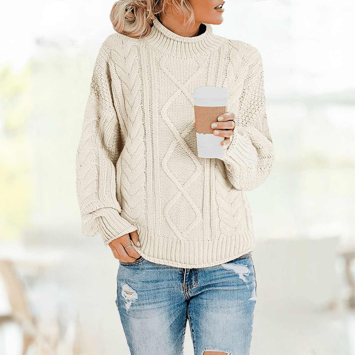 LP | Beige Maglione dolcevita alla moda