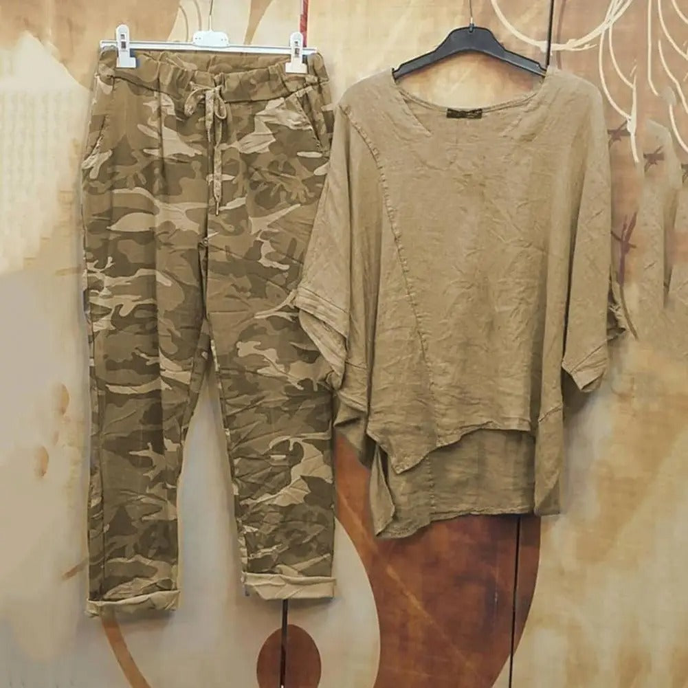 LP | Set di pantaloni e camicetta con scollo rotondo