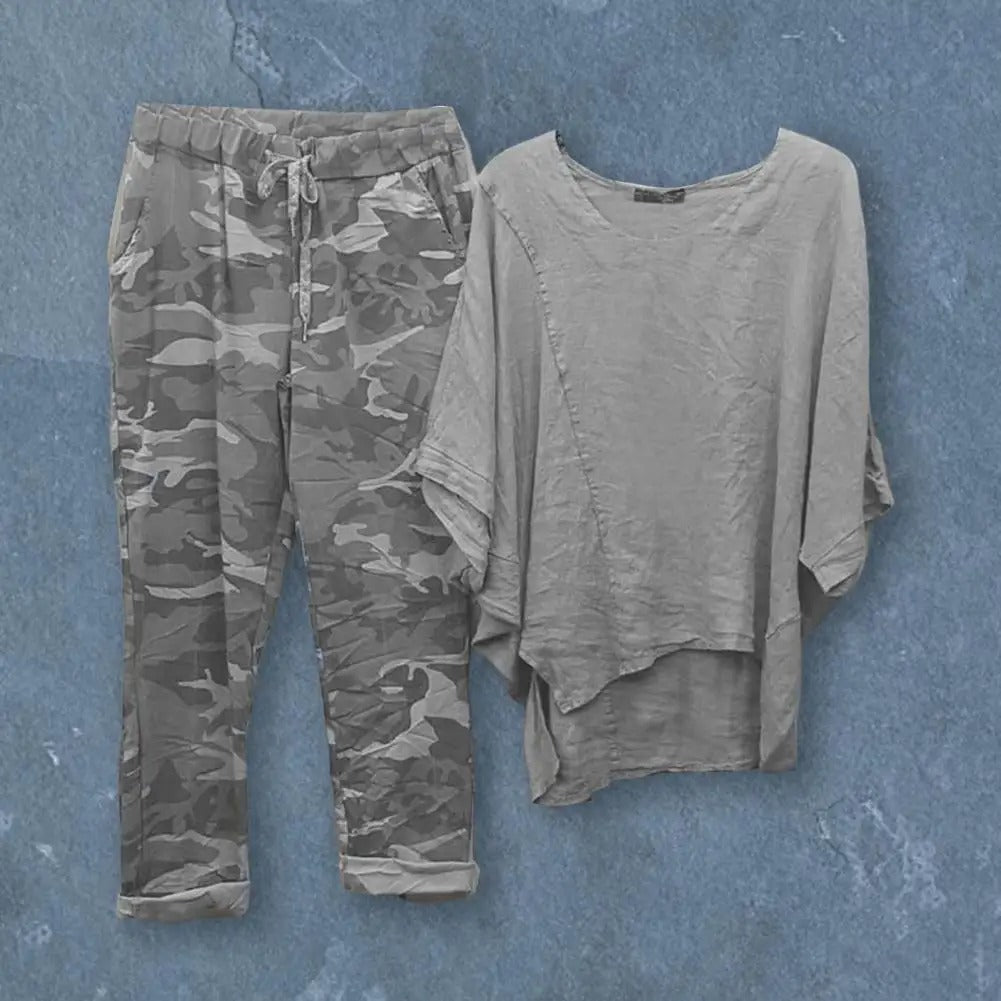 LP | Set di pantaloni e camicetta con scollo rotondo