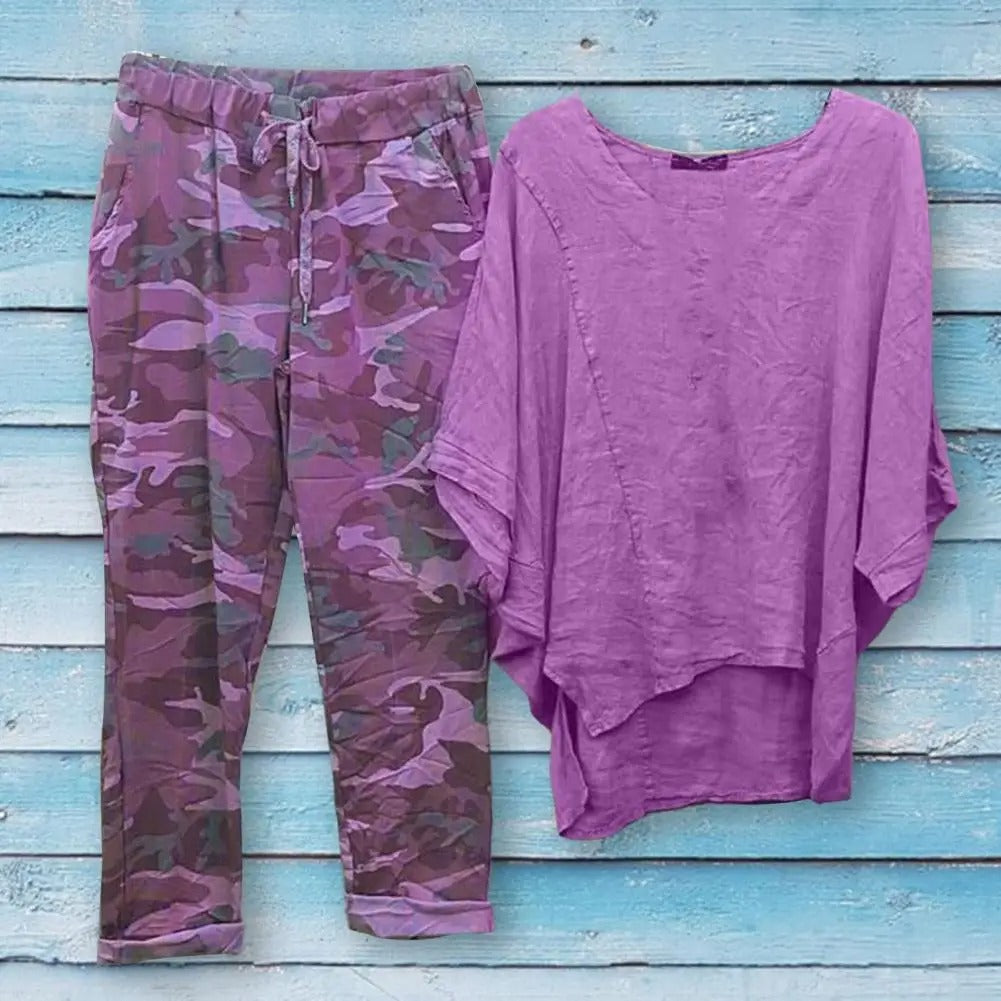 LP | Set di pantaloni e camicetta con scollo rotondo