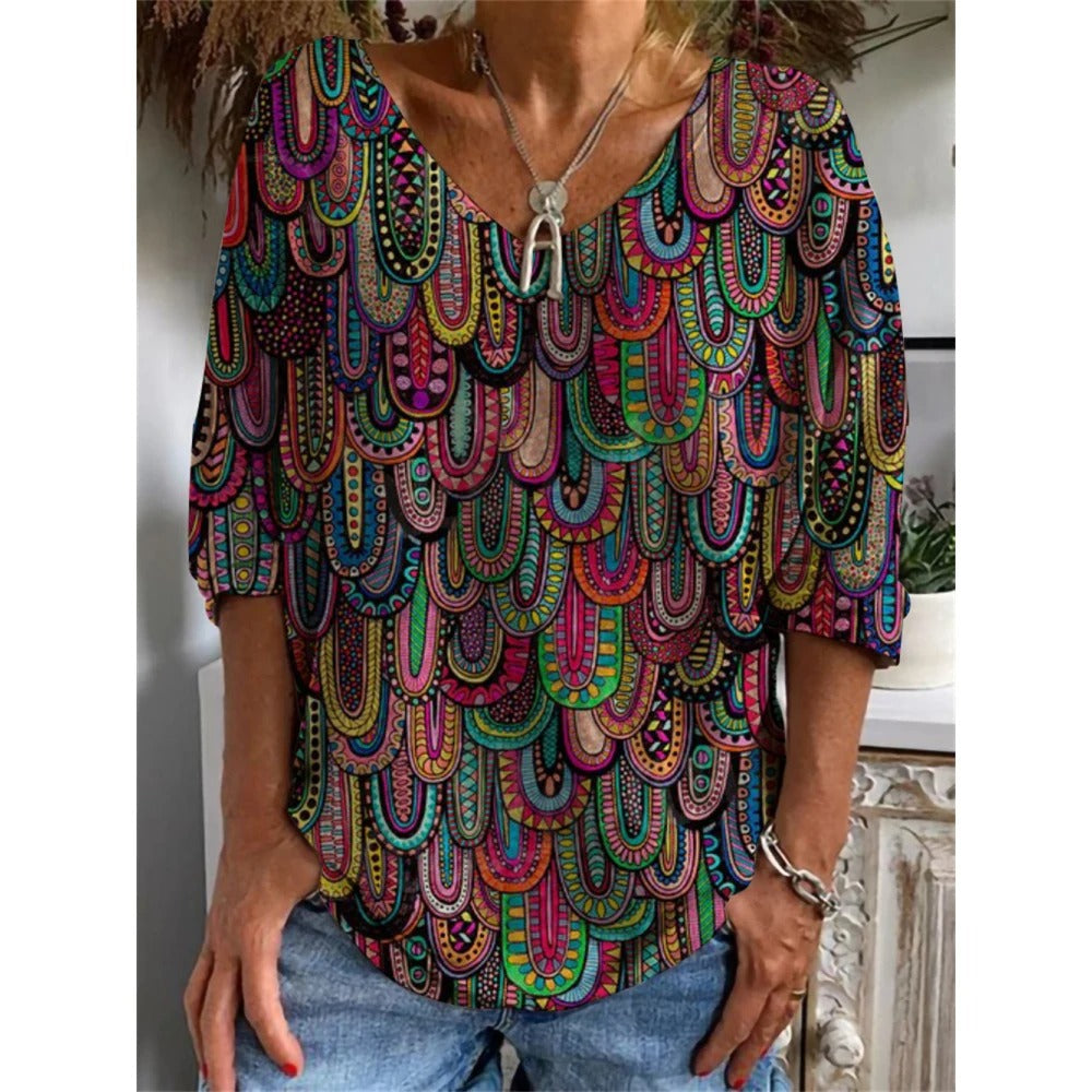 LP | Camicia con scollo a V in stile vintage