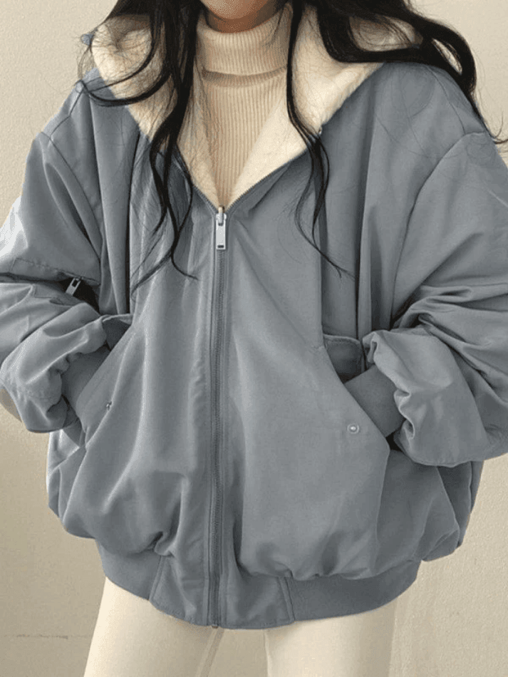 LP | Accogliente giacca con cappuccio e fodera in pile oversize