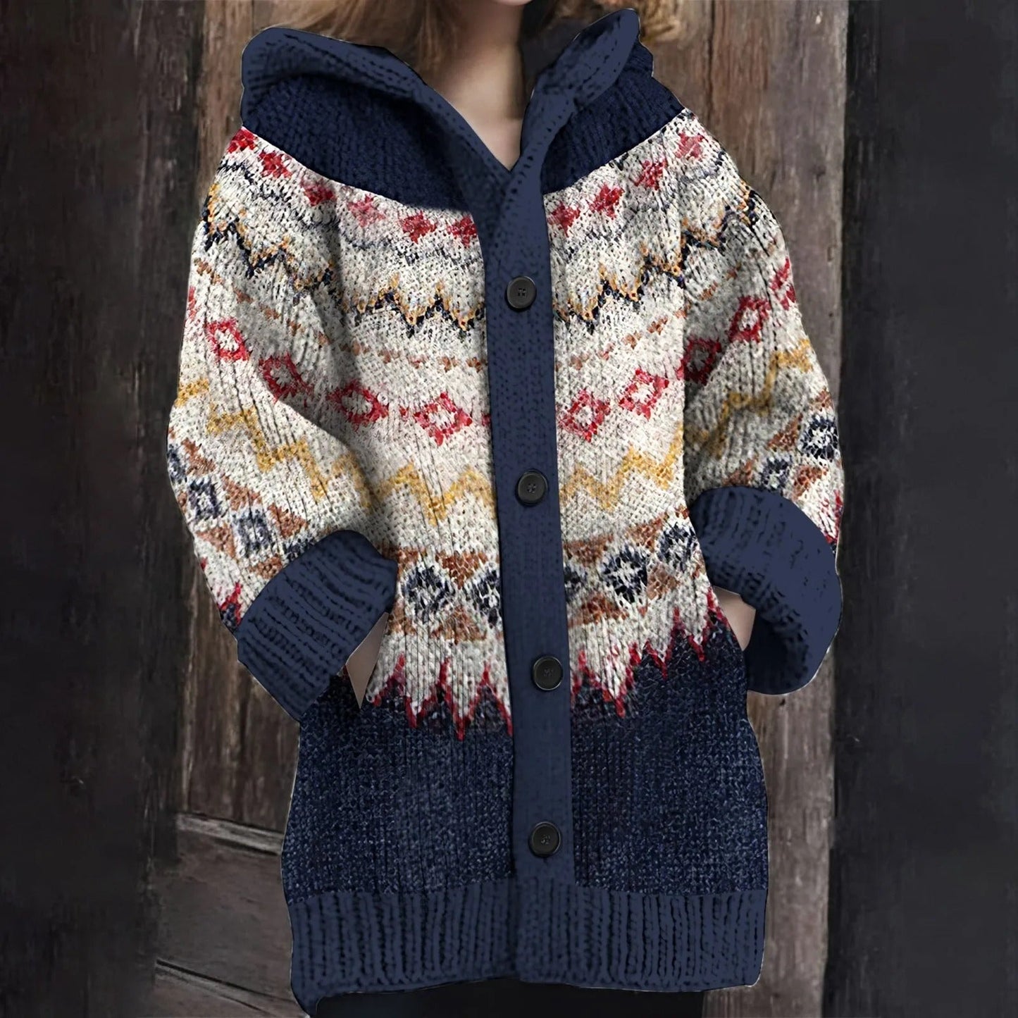 LP | Accogliente cardigan in maglia con cappuccio