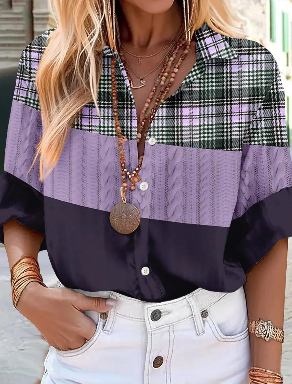 LP | Camicia con quarti di maniche abbottonate