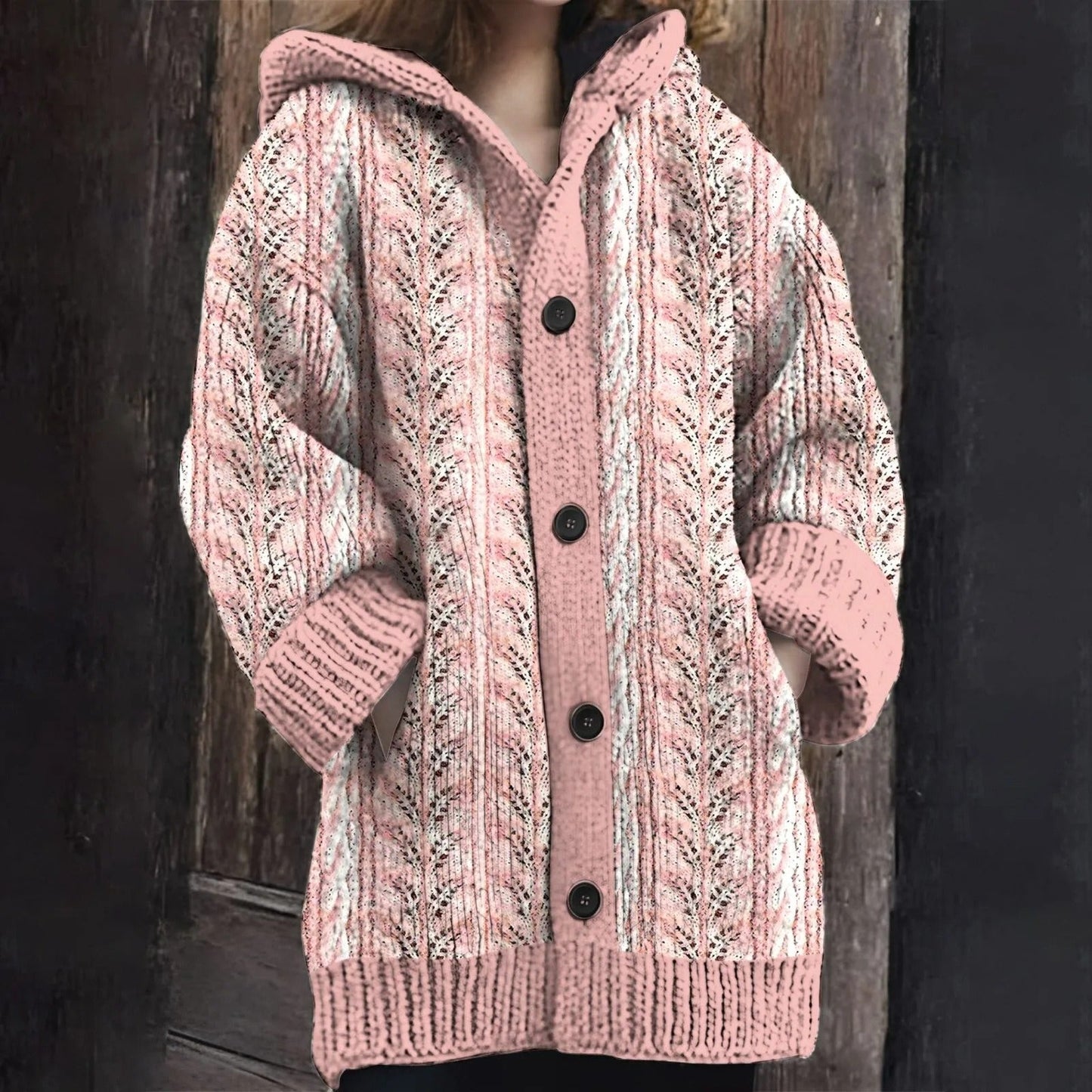 LP | Accogliente cardigan in maglia con cappuccio