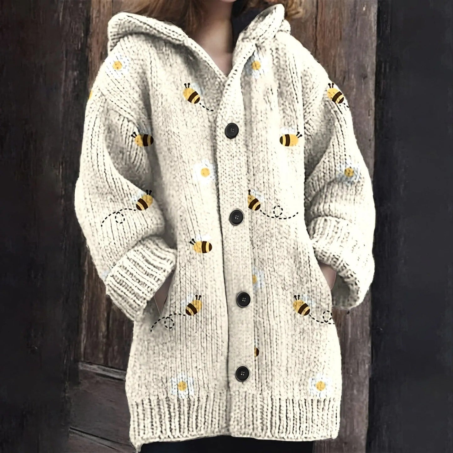 LP | Accogliente cardigan in maglia con cappuccio