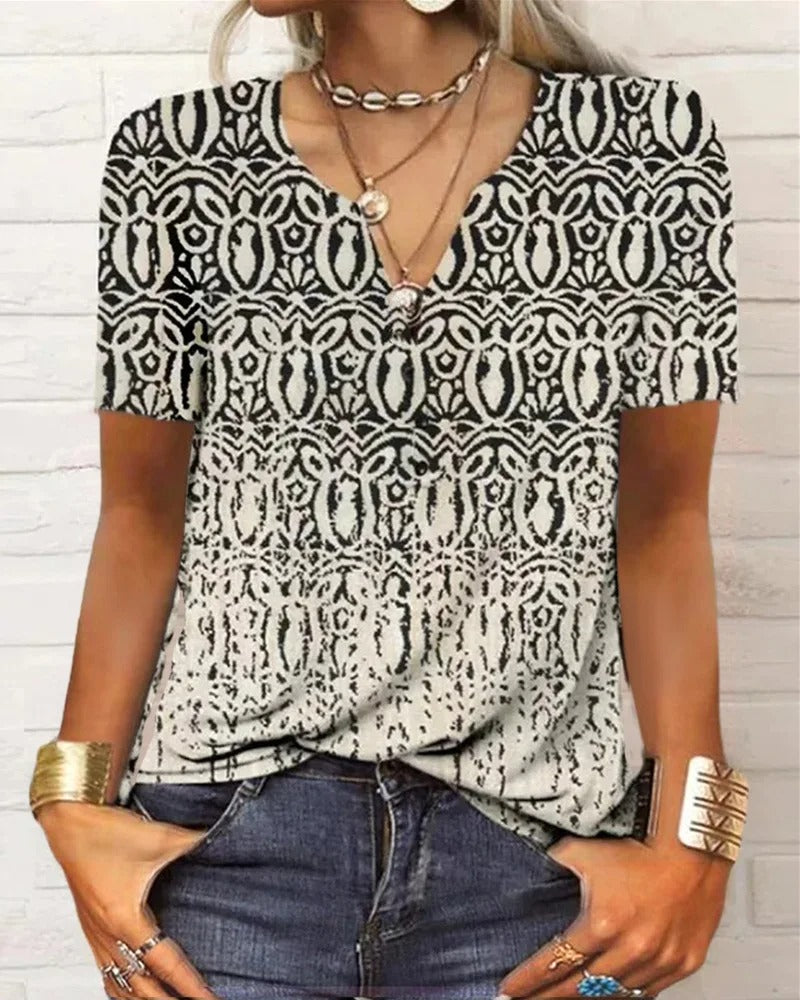 LP | top a maniche lunghe con stampa patchwork boho