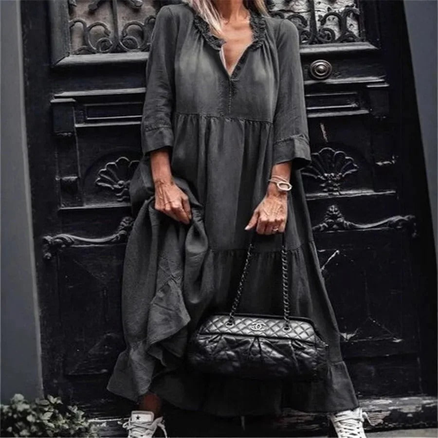 LP | abiti a maniche lunghe lavabili in denim in stile europeo