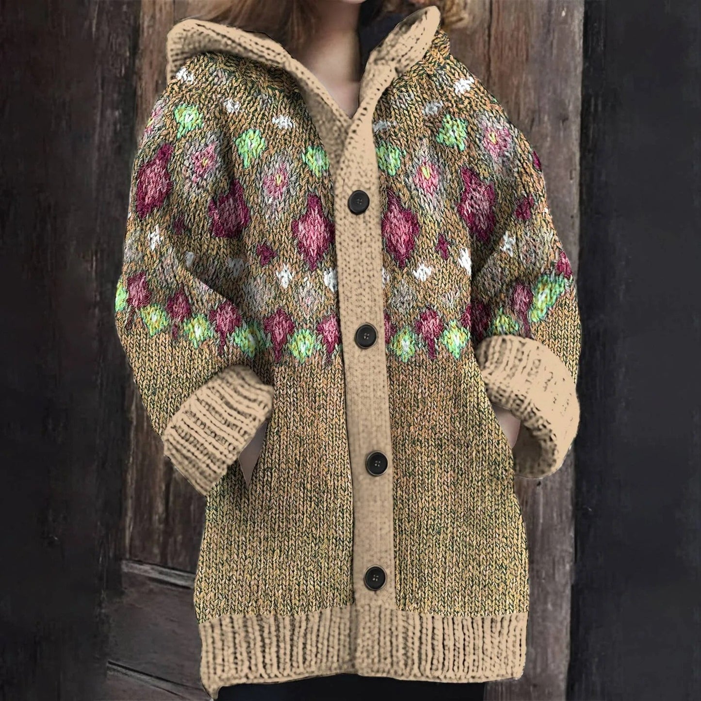 LP | Accogliente cardigan in maglia con cappuccio