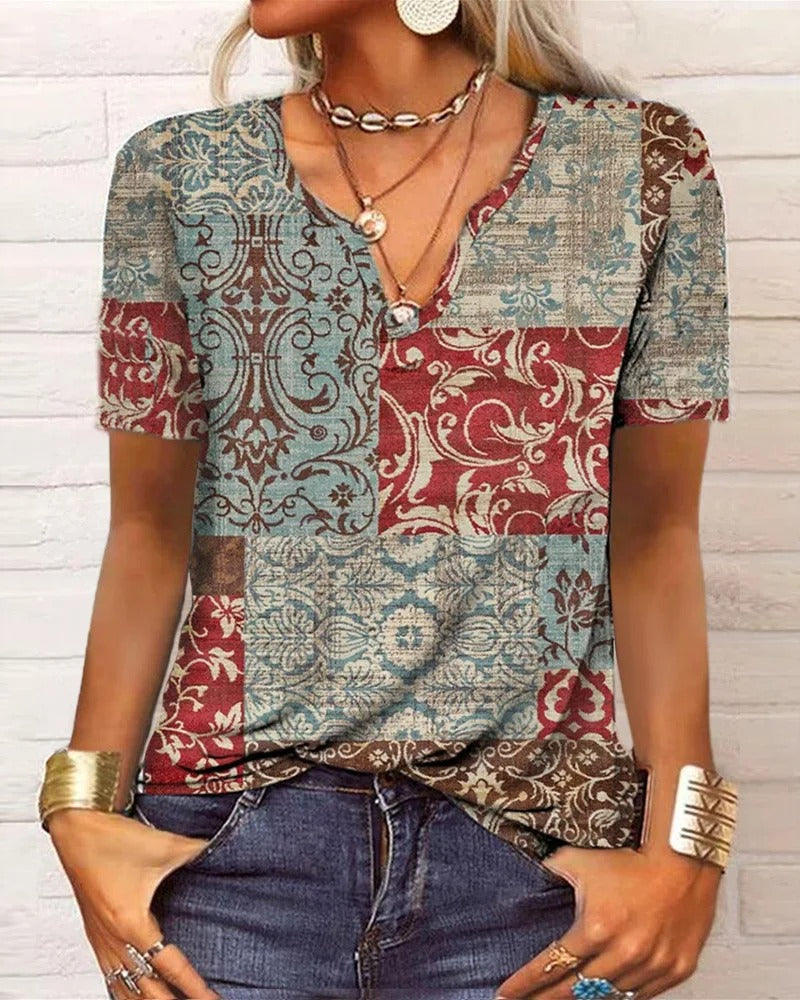 LP | top a maniche lunghe con stampa patchwork boho