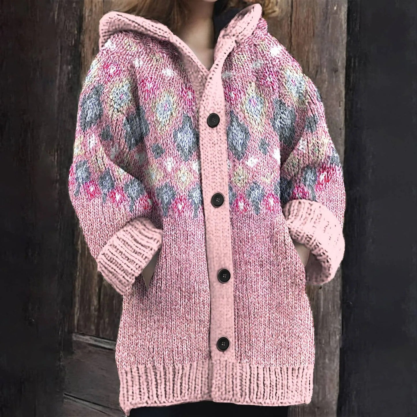 LP | Accogliente cardigan in maglia con cappuccio