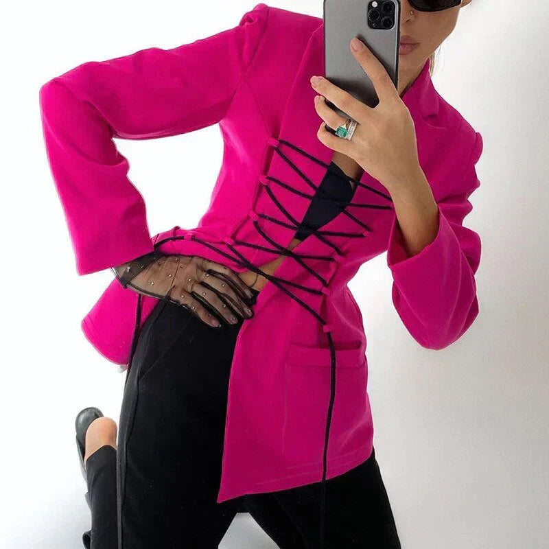 LP | blazer in pizzo manica tasche giacca sottile