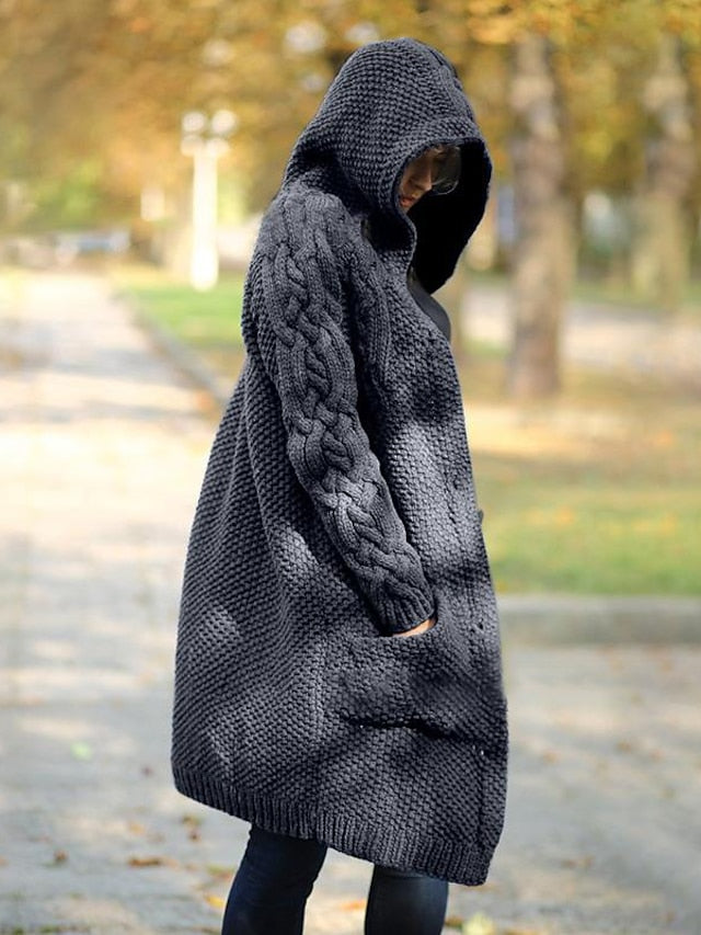 LP | Cardigan con cappuccio in maglia grossa