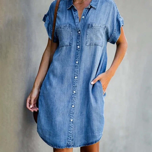 LP | Miniabito in denim con abbottonatura