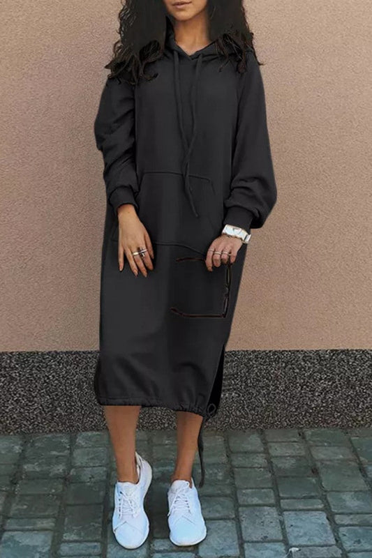 LP | Abito midi casual in felpa con cappuccio