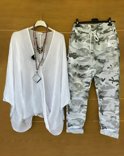 LP | Camicetta e pantaloni casual alla moda con stampa mimetica per le donne