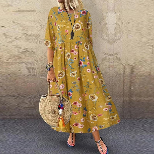 LP | Abito lungo elegante con motivo floreale