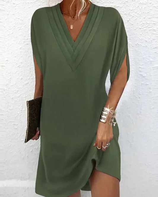 LP | Elegante mini abito estivo a pieghe con scollatura a V