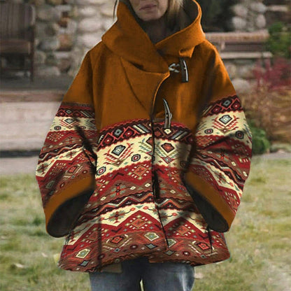 LP | Cappotto in fantasia tribale boho con cappuccio