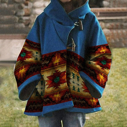 LP | Cappotto in fantasia tribale boho con cappuccio