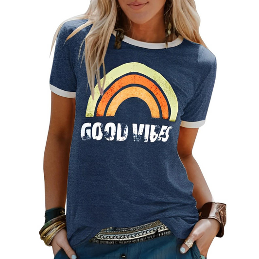 LP | Elegante t-shirt retro arcobaleno good vibes
