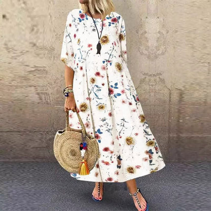 LP | Abito lungo elegante con motivo floreale