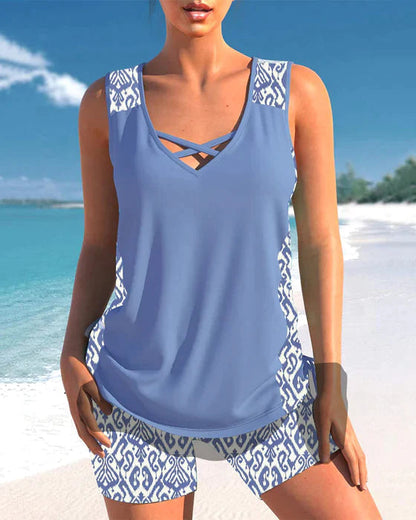 LP | Tankini con stampa tribale e dettaglio crossover