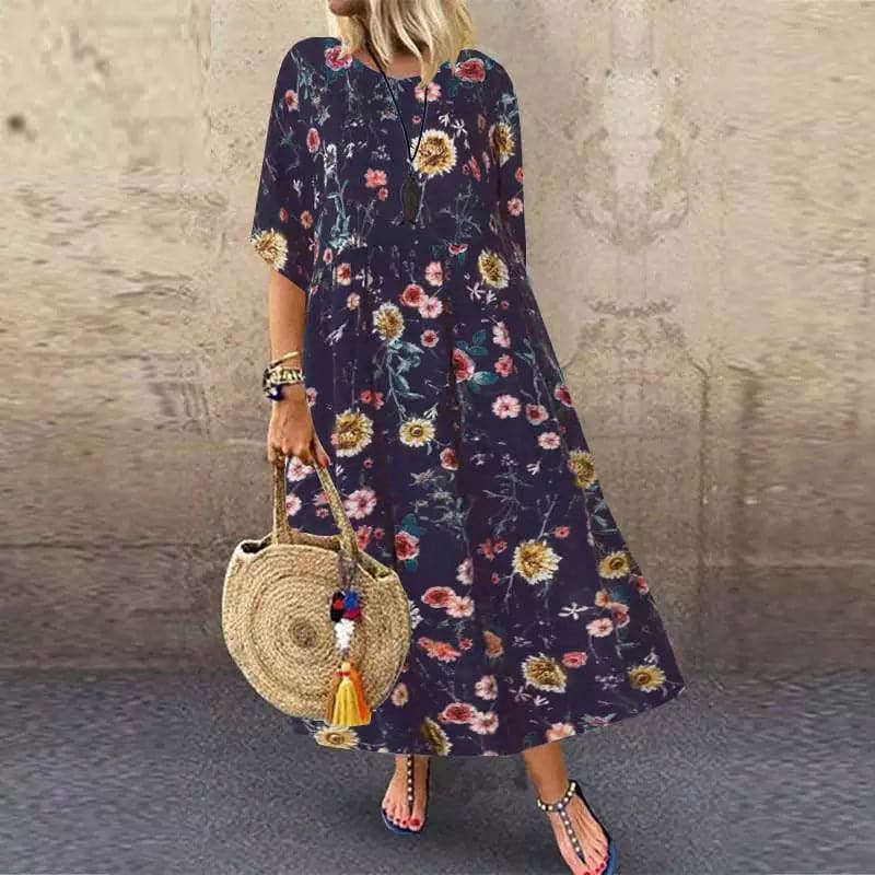 LP | Abito lungo elegante con motivo floreale