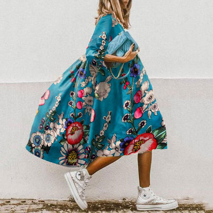 LP | Abito midi fluido con motivo floreale