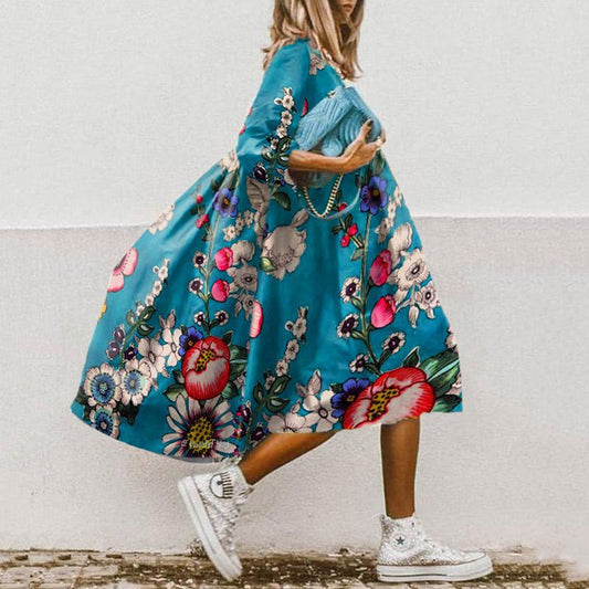 LP | Abito midi fluido con motivo floreale