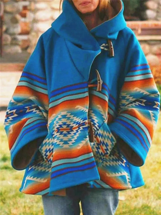 LP | Cappotto in fantasia tribale boho con cappuccio