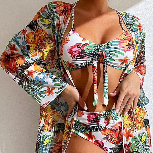 LP | Bikini 3 pezzi a fiori con copricostume