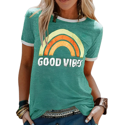 LP | Elegante t-shirt retro arcobaleno good vibes