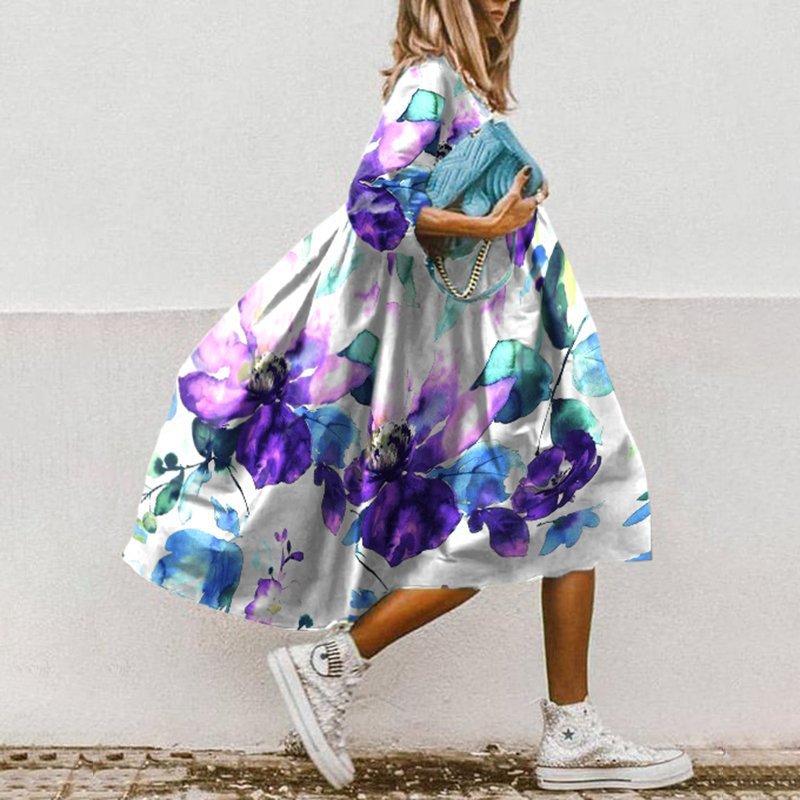 LP | Abito midi fluido con motivo floreale