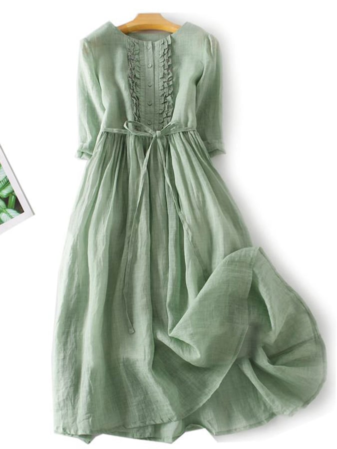 LP | Vestito con volant in cotone e lino