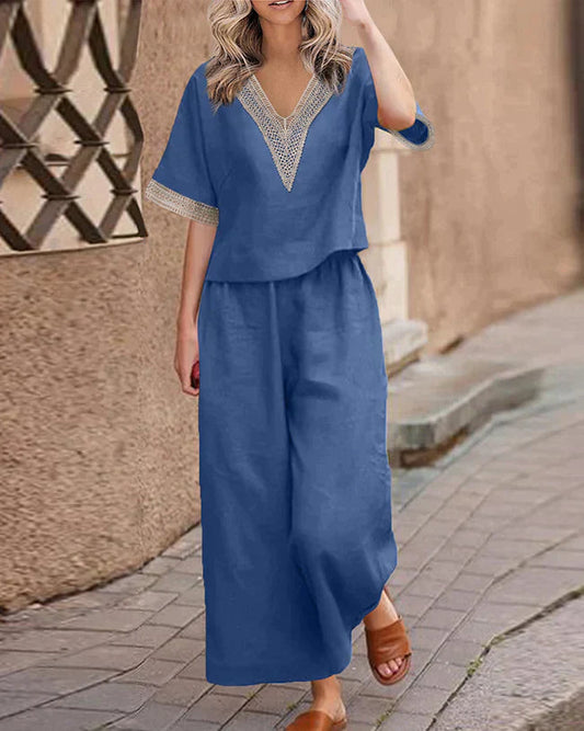 LP | Camicetta e pantaloni eleganti con scollo a V per le donne