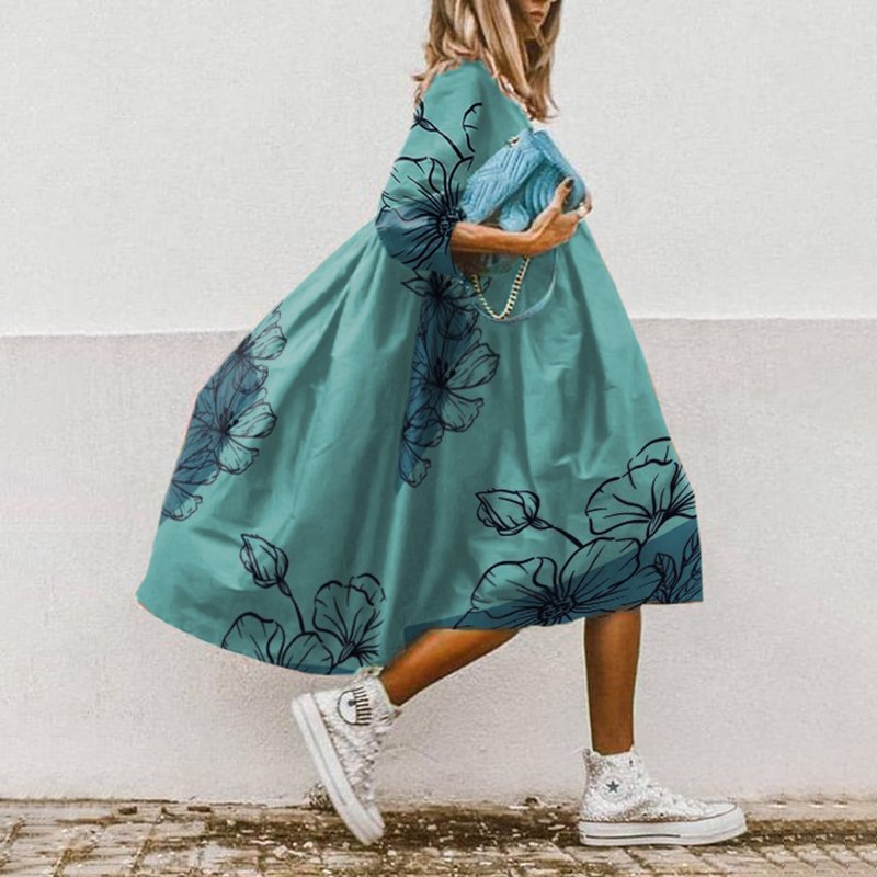 LP | Abito midi fluido con motivo floreale