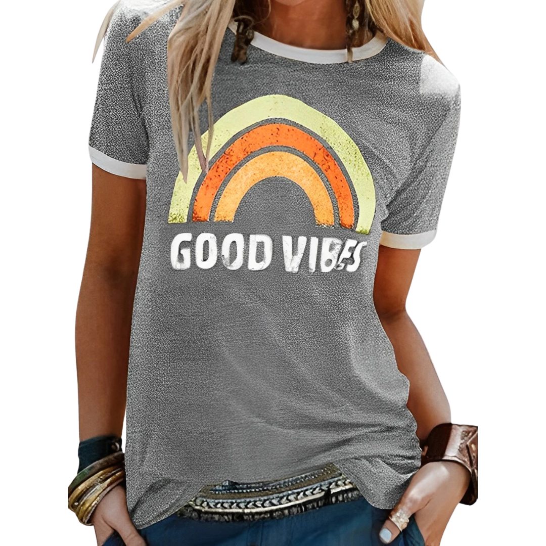 LP | Elegante t-shirt retro arcobaleno good vibes