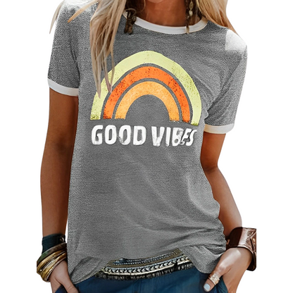 LP | Elegante t-shirt retro arcobaleno good vibes
