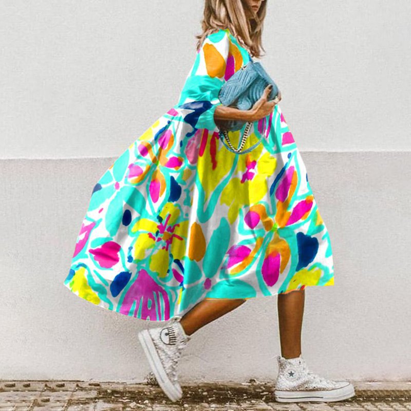 LP | Abito midi fluido con motivo floreale