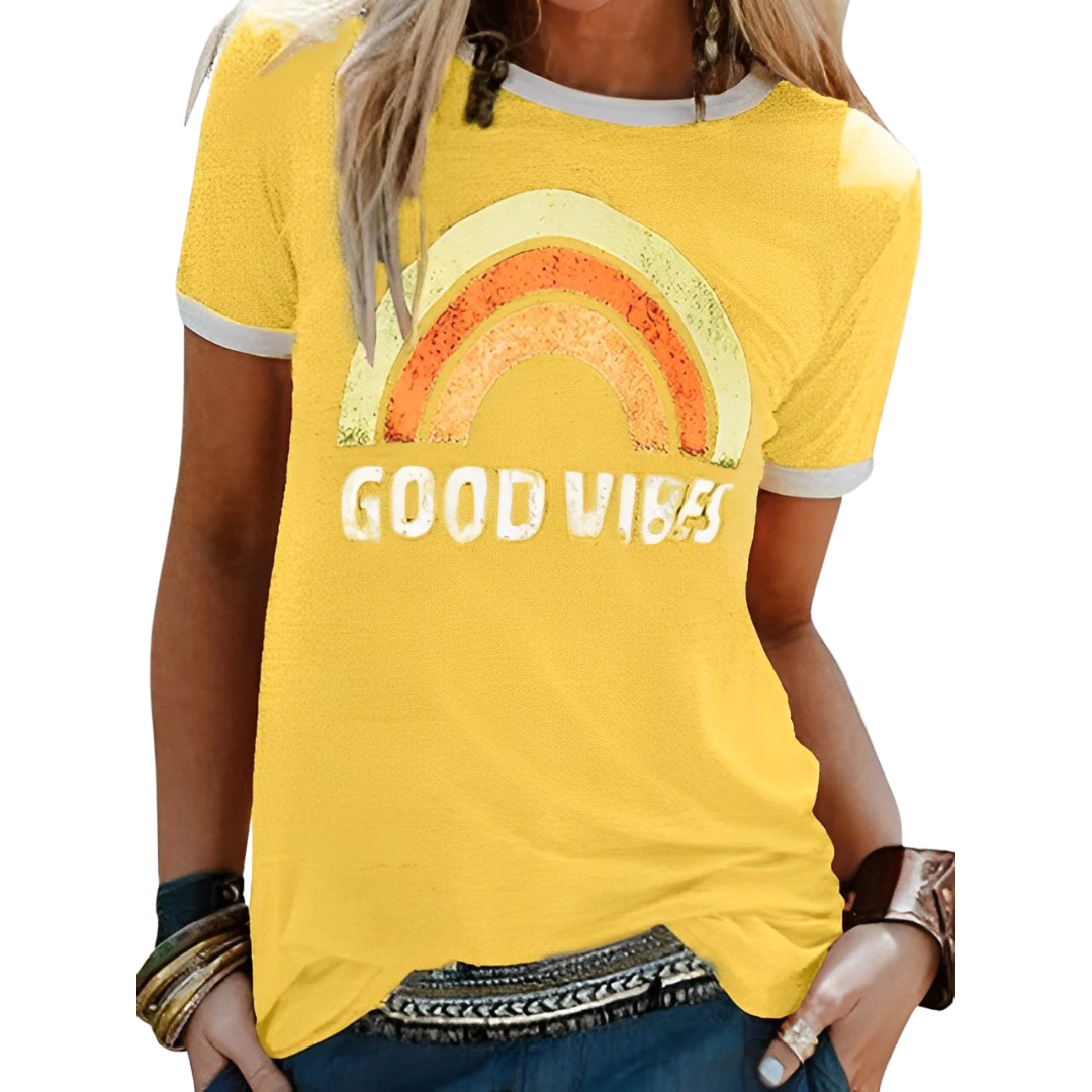 LP | Elegante t-shirt retro arcobaleno good vibes