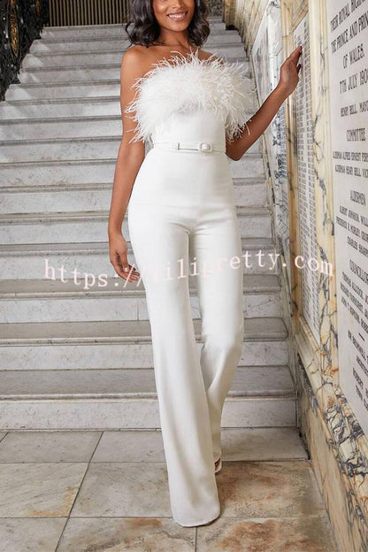 LP | Tuta con top a tubo in piume