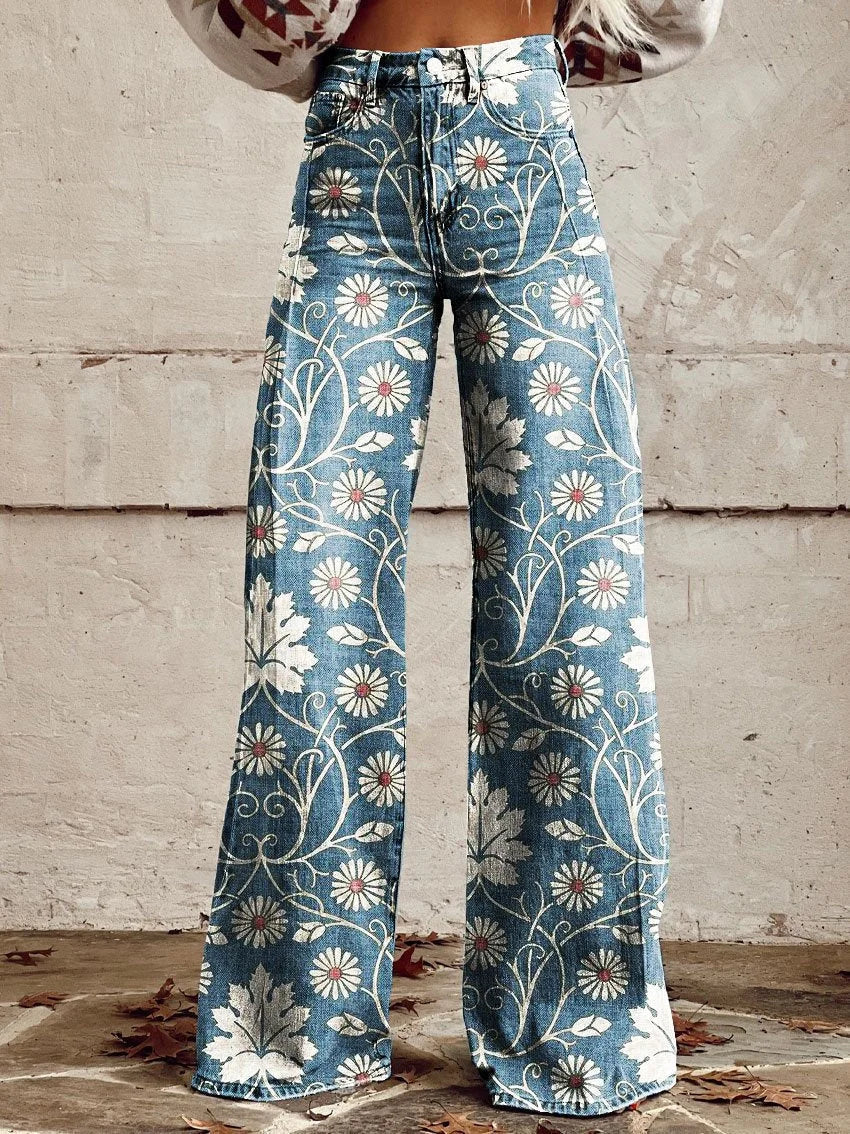 LP | Annett™ Pantaloni casual stampati vintage a gamba larga