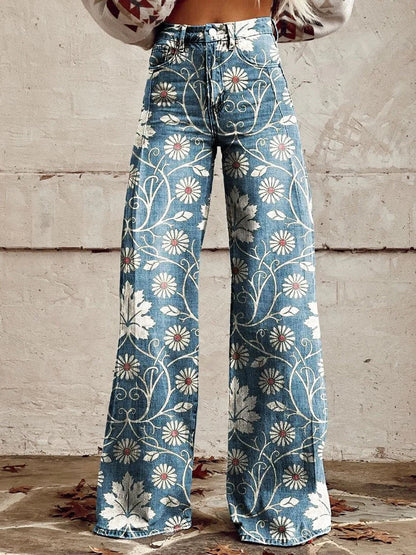 LP | Annett™ Pantaloni casual stampati vintage a gamba larga