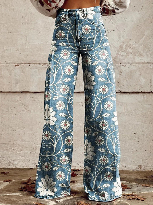 LP | Annett™ Pantaloni casual stampati vintage a gamba larga