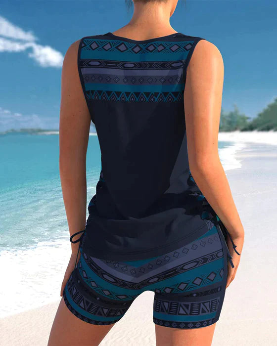 LP | Tankini con stampa tribale e dettaglio crossover