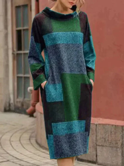 LP | Abito midi patchwork a maniche lunghe
